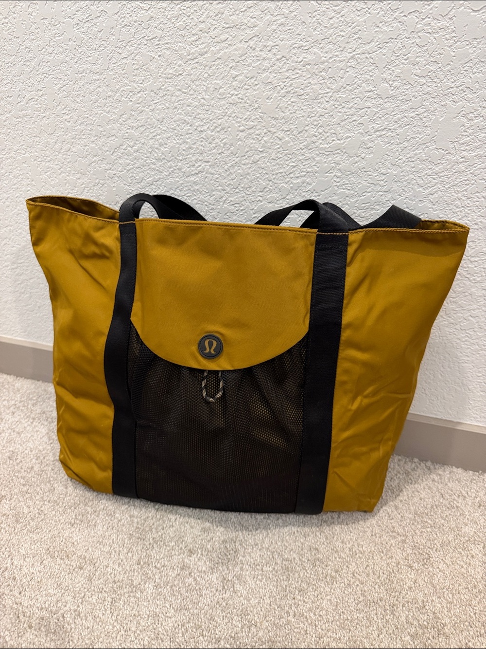 lululemon athletica Mustard Yellow and Black Tote